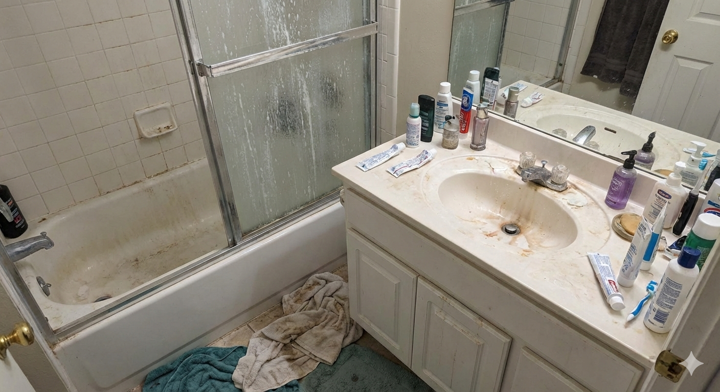 Bathroom before professional cleaning in Metro Detroit
