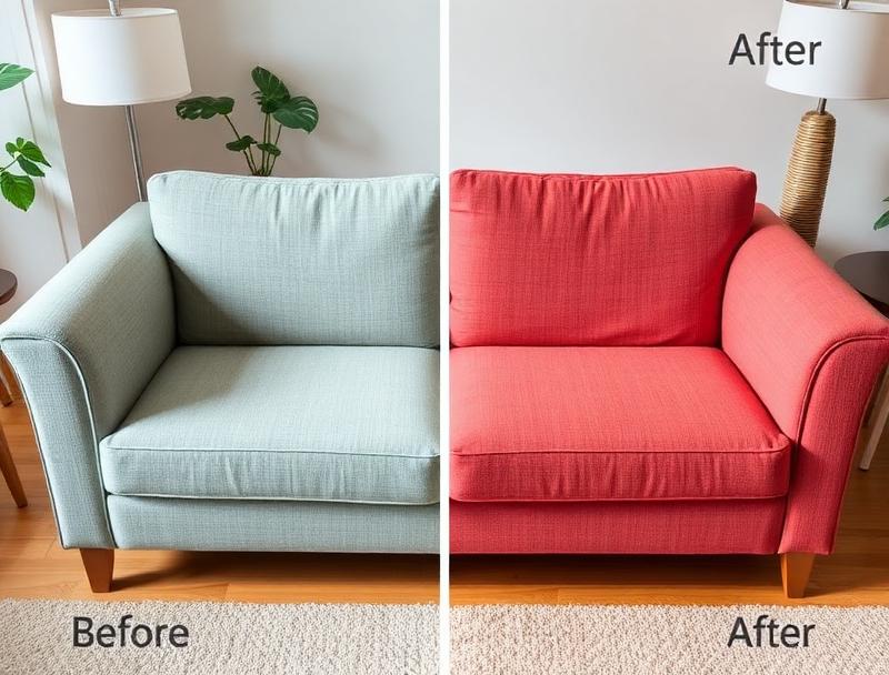 Professional upholstery cleaning results showing refreshed sofa fabric in Metro Detroit home